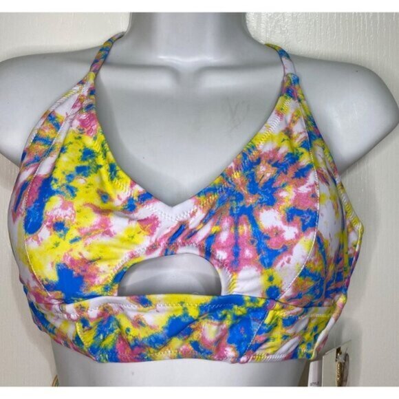 3 for $15 JESSICA SIMPSON Tie Dye Tie‎ Cropped Cami Cutout Deep V Neck, Small - Picture 5 of 9